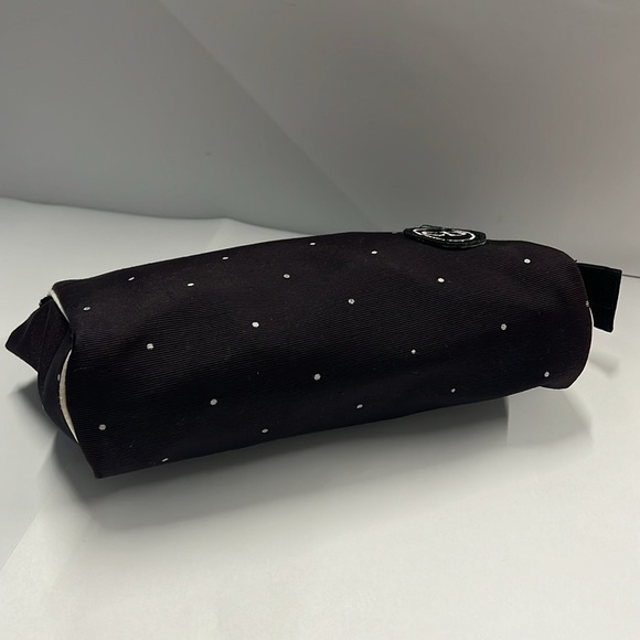 Christian Dior Vintage Polka Dot Dark Brown Canvas Zipper Clutch Make Up Bag - Picture 4 of 6